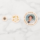 Floral, Gold & Marble 70th Birthday with face  Confetti (Voorkanten)