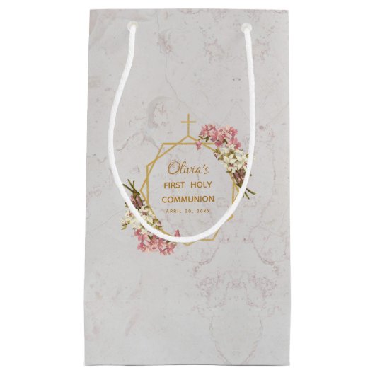 Floral Gold Orchids Marble Klein Cadeauzakje (Voorkant)