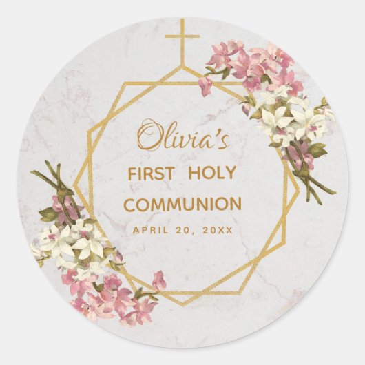 Floral Gold Orchids Marble Ronde Sticker (Voorkant)