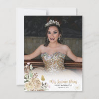 Floral Gold Princess Quinceanera Foto Dank u