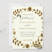 Floral Gold QR Code Huwelijksuitnodiging Sjabloon (Voorkant)
