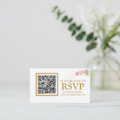 Floral Gold QR Code RSVP Site Web Carte de boîtier (Debout devant)