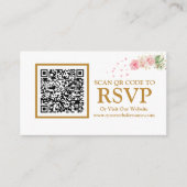 Floral Gold QR Code RSVP Site Web Carte de boîtier (Devant)