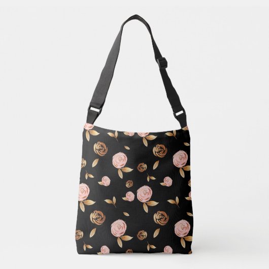 Floral Gold Roos Crossbody Tas (Voorkant)