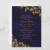 Floral Gold Royal Blue 50 & Fabulous Invitation (Dos)