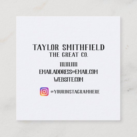 Floral Gold Rustic Greenery Vierkante Visitekaartje (Achterkant)