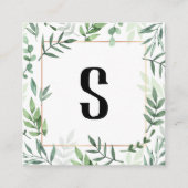 Floral Gold Rustic Greenery Vierkante Visitekaartje (Voorkant)