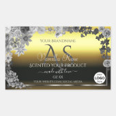 Floral Gold Silver Product Labels Monogram Logo (Voorkant)