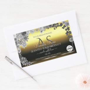 Floral Gold Silver Product Labels Monogram Logo