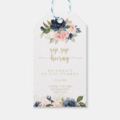 Floral Gold Sip Hooray Vrijgezellenfeest Cadeaulabel (Voorkant)