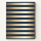 Floral Gold Stripe middernacht blauw Notitieboek (Achterkant)