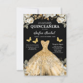 Floral Gold Tweetalige Spaanse Quinceanera Kaart (Achterkant)