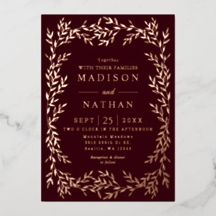 Floral Gold Victoriaans Wedding Folie Uitnodiging