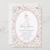 Floral Goose Baby Shower Invitation (Devant)