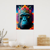 Floral Gorilla Animal Posters (Keuken)