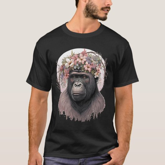 Floral Gorilla Flower Crown Monkey T-shirt (Voorkant)