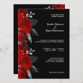 Floral Gothic bruiloft uitnodiging (Voorkant / Achterkant)