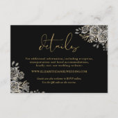 Floral Gothic QR Code Gold Wedding Details Informatiekaartje (Voorkant)