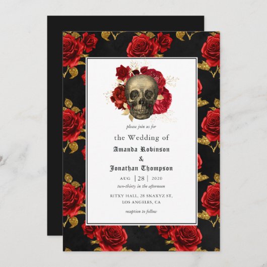 Floral Gothic Wedding Kaart (Voorkant / Achterkant)