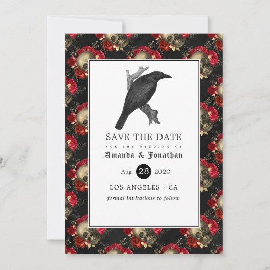 Floral Gothic Wedding Save The Date (Voorkant)