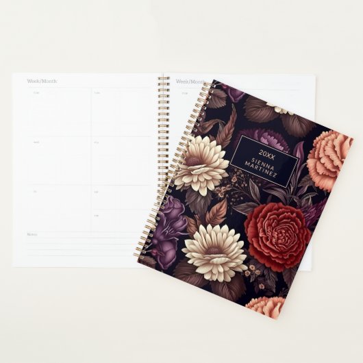 Floral gothique Blush Rouge Fleur noire (Devant avec enveloppe)