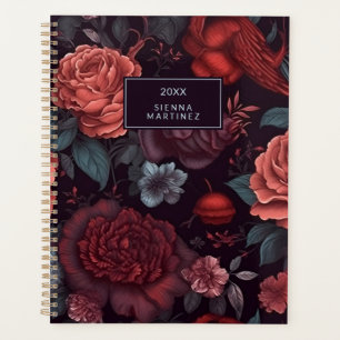 Floral gothique Rouge Bleu Fleur Noir Fleurs