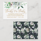 Floral Gouache Book Request Baby shower Informatiekaartje (Voorkant / Achterkant)