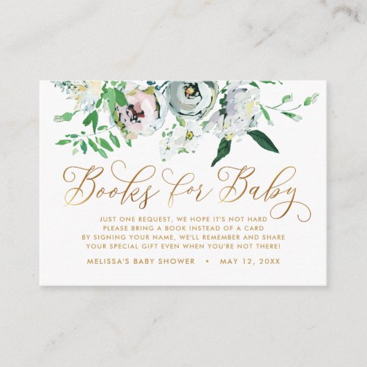 Floral Gouache Book Request Baby shower Informatiekaartje (Voorkant)