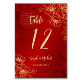 Floral goud Chinese bruiloft Kaart (Achterkant)