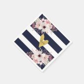 Floral Goud Hart Marine Wit Trouwpapier Servet (Hoek)