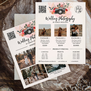 Floral goud roze Fotografie logo qr code Flyer