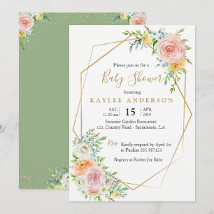 Floral gouden Baby shower uitnodigingskaart Kaart