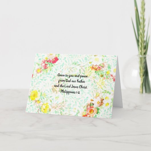 Floral Grace Scripting Note Kaart Philippians 1:2 (Voorkant)