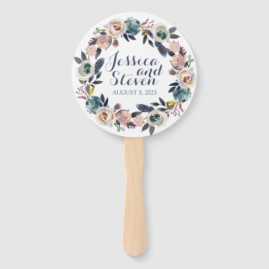 Floral Grace Trouwprogramma Handwaaier (Voorkant)