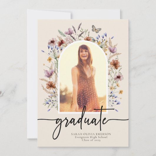 Floral Graduate Faire-part (Devant)