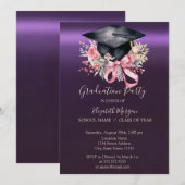 Floral Graduation Cap,Bow Purple Graduation  Kaart (Voorkant / Achterkant)