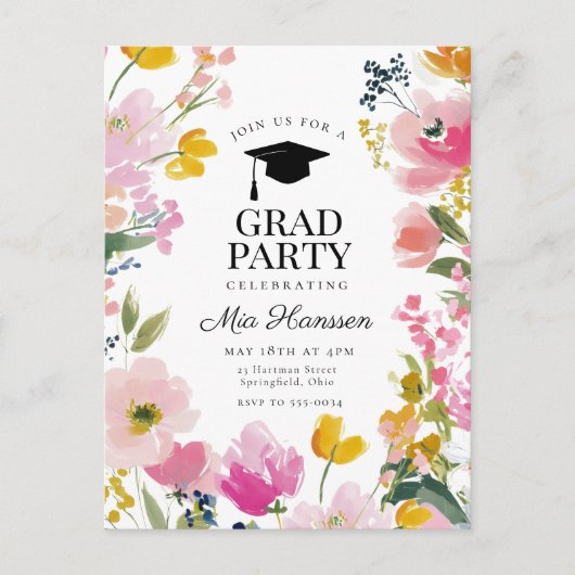 Floral Graduation Party Invitation (Devant)
