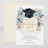 Floral Graduation Party Kaart (Voorkant / Achterkant)