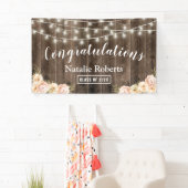 Floral Graduation Party Rustic Wood Spandoek (Insitu)