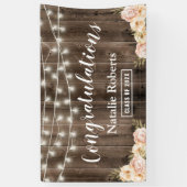 Floral Graduation Party Rustic Wood Spandoek (Verticaal)
