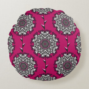 Floral Graphic Bloemen Roze Naadloos Rond Kussen