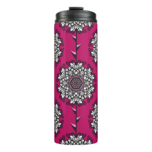 Floral Graphic Bloemen Roze Naadloos Thermosbeker