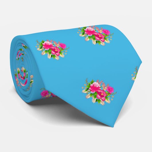Floral Graphic Pattern Stropdas (Opgerold)