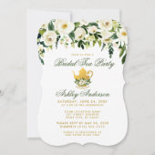 Floral Green and Gold Bridal Tea Party nodigt GB u Kaart (Voorkant)