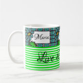 Floral Green and White Stripe Mok (Links)