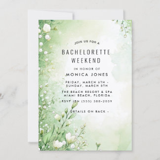 Floral Green Bachelorette Invitation du week-end
