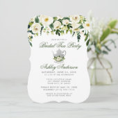 Floral Green Bridal Tea Party Argent Invitation GB (Debout devant)