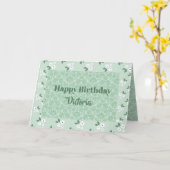Floral Green Calico Pattern Birthday Kaart (Gele Bloem)