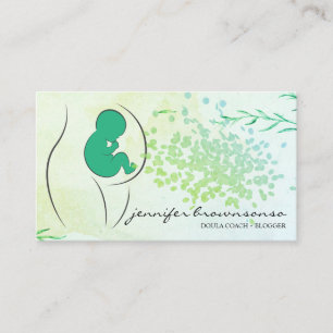 Floral Green Doula Geboortecoach Zwanger Visitekaartje