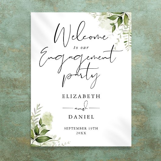 Floral Green Engagement Affiche de bienvenue de la